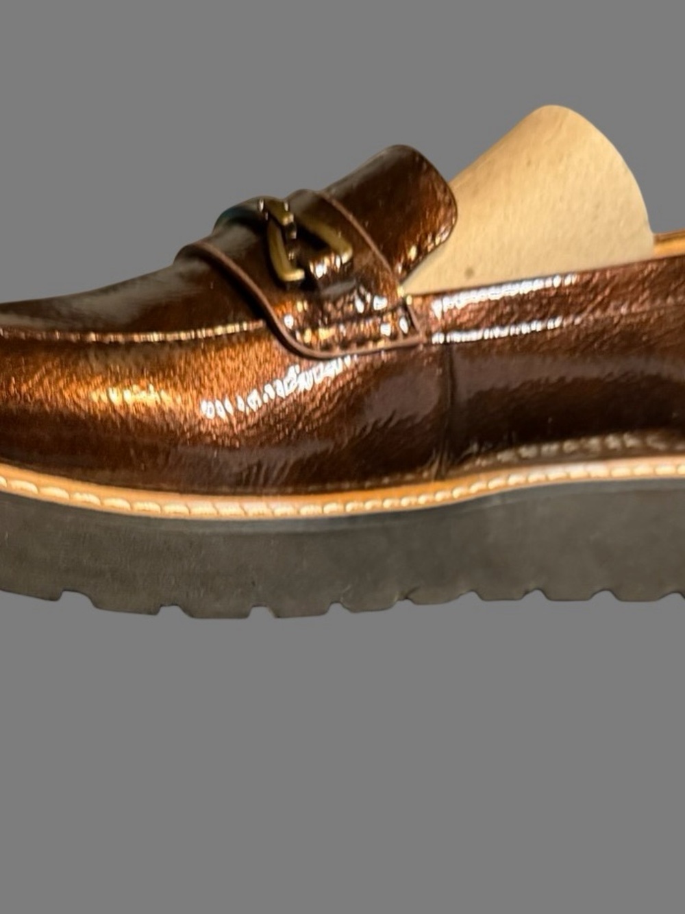 Naturalizer Elin Loafer in the Cinnamon Brown Patent color size 7